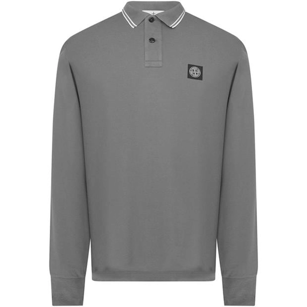 Stone Island Long Sleeve Patch Polo Shirt - Blue